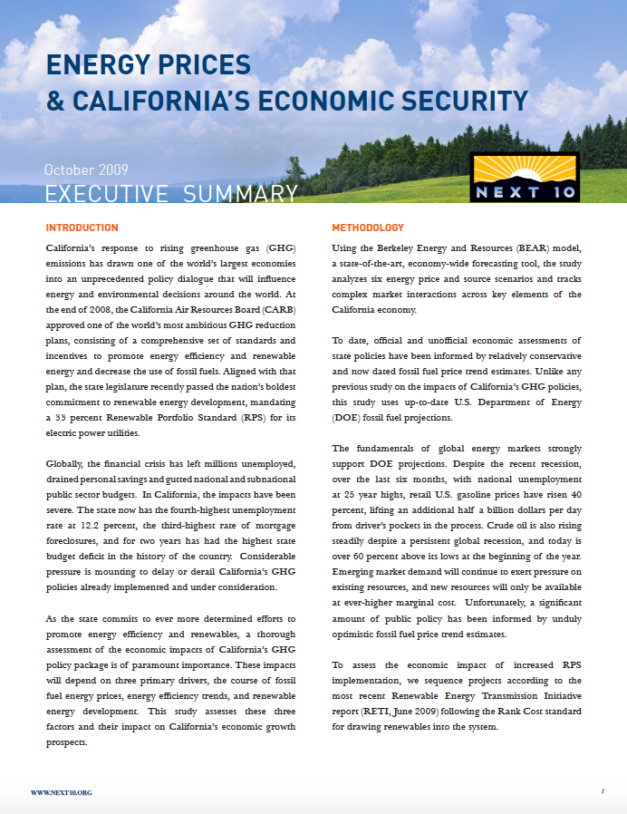Energy Prices & California's Economic Security